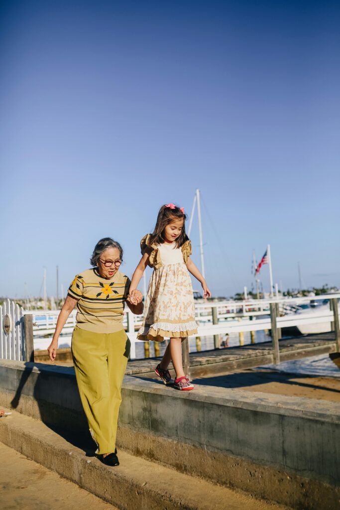 Grand mom and grand daughter